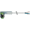 M12A Fem Coudé 4p LED; Câble PVC 4x0.34 Gris 5m