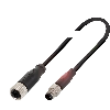M08 Mâle Droit 4p/M12 Fem Droit 5p Câble PUR 4x0.34 Noir Cpc 0.3m