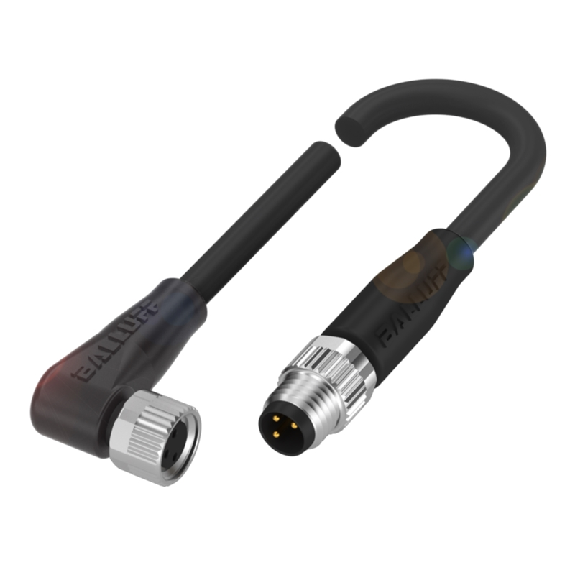 M08A Fem Coudé 3p/M08 Mâle Droit 3p; Câble PUR 3x0.34 Noir Cpc 0.2m-Lire la description