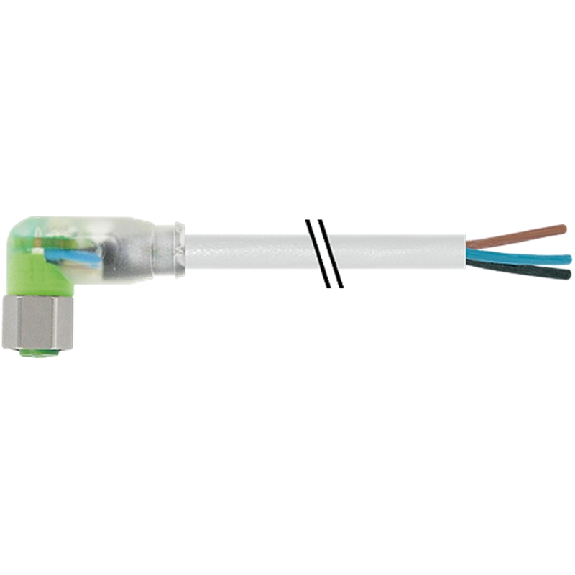 M08A Fem Coudé 3p LED (x2); Câble F&B PVC (UL/CSA) 3x0,25 Gris 10m-Lire la description