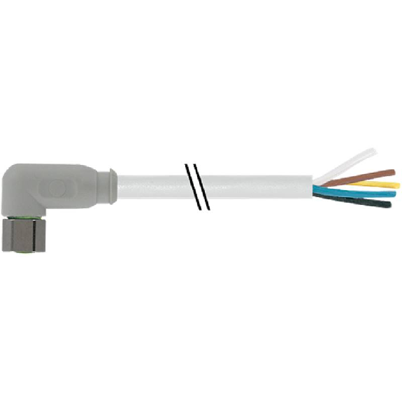 M08A Fem Coudé 4p Inox V4A F&B; Câble PVC (UL/CSA) 4x0,25 Gris 1,5m-Lire la description