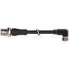 M08 Fem Coudé 3p/M12 Mâle Droit 3p; PUR 3x0,25 Noir Cpc 0,6m