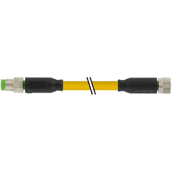M08A Fem Droit 3p/M08A Mâle Droit 3p; PVC 3x0.25 Jaune 0.3m-Lire la description