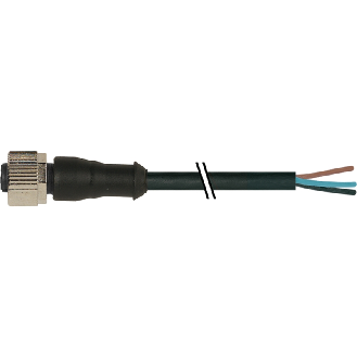 M12A Fem Droit 4p; Câble PUR 4x0.34 Noir Cpc 20m-Lire la description