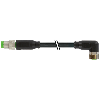 M08A Fem Coudé 3p/M08A Mâle Droit 3p; PUR/PVC 3x0.25 Noir Cpc 2m
