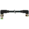 M08A Fem Coudé 3p/M08A Mâle Coudé 3p; PUR 3x0.25 Noir Cpc 1.5m