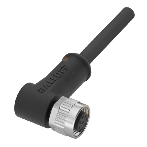 M12A Fem Coudé 8p; Câble PUR 8x0.25 Noir Cpc 2m (30V)-Lire la description