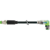 M08A Fem Coudé 3p LED/M08A Mâle Droit 3p; PUR 3x0.25 Noir Robot Cpc1.
