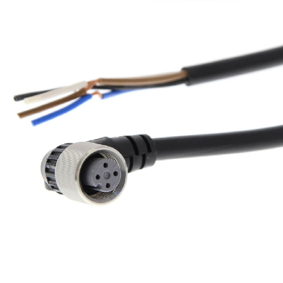M12A Fem Coudé 4p; Câble PVC 4 fils 5m 105°C-Lire la description