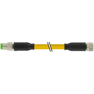 M08A Fem Droit 4p/M08A Mâle Droit 4p; Câble PUR 3x0.25 Jaune Cpc 0.3m-Lire la description