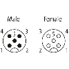 M12 Fem Coudé/M12 Mâle Droit; PUR 5x0,34 Noir Robot Cpc 5m