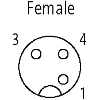 M12A Fem Droit 3p; Câble PUR UL/CSA 3x0.34 Noir Cpc 1m