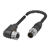 M12A Fem Coudé 8p/M12A mâle Droit 8p; PUR Blindé Noir Cpc 2m