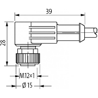 M12 Fem Coudé/M12 Mâle Droit; PVC 5x0,34 Noir 10m-Lire la description