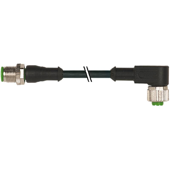 M12 Fem Coudé/M12 Mâle Droit; PVC 5x0,34 Noir 10m M12 Fem Coudé/M12 Mâle Droit; PVC 5x0,34 Noir 10m-Lire la description