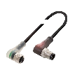 M12 Fem Coudé 5p/M12 Mâle Coudé 5p PUR 5x0,34 Noir Cpc 1m