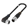 M12A Fem Coudé 5p/M12A Mâle Droit 5p; PUR 5x0.34 Noir Cpc 0.3m