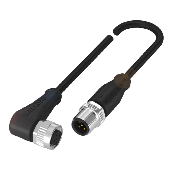 M12A Fem Coudé 5p/M12A Mâle Droit 5p; PUR 5x0.34 Noir Cpc 0.3m-Lire la description