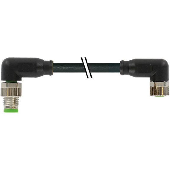 M08A Fem Coudé 3p/M08A Mâle Coudé 3p; PVC UL/CSA 3x0.25 Noir 0.6m-Lire la description