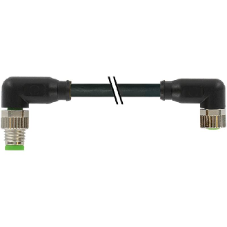 M08A Fem Coudé 3p/M08A Mâle Coudé 3p; PVC UL/CSA 3x0.25 Noir 0.6m-Lire la description