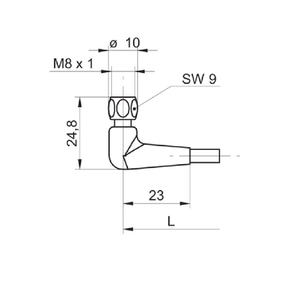 M08A Coudé 4p Inox V4A F&B; Câble PP 4x0.34 Gris 2m-Lire la description