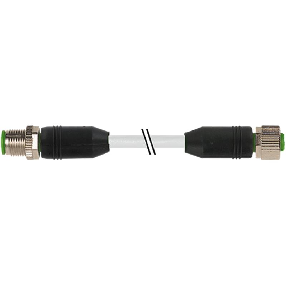 M12 Mâle Droit/M12 Fem Droit; PUR (UL/CSA) 2x1,5 Gris MASI 1,5m-Lire la description