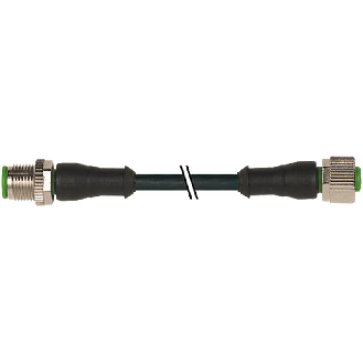 M12A Fem Droit 4p/M12A Mâle Droit 4p; PUR 4x0.34 Noir Robot Cpc 4m-Lire la description