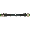 M12A Fem Droit 4p/M12A Mâle Droit 4p; PUR 4x0.34 Noir Robot Cpc 4m