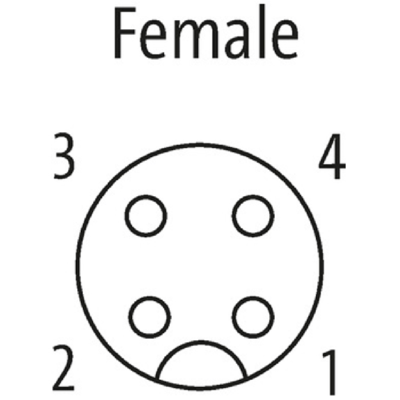 M12A Fem Droit 4p; Câble PUR/PVC 4x0.34 Noir 15m-Lire la description