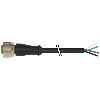 M12A Fem Droit 4p; Câble PUR/PVC 4x0.34 Noir 15m