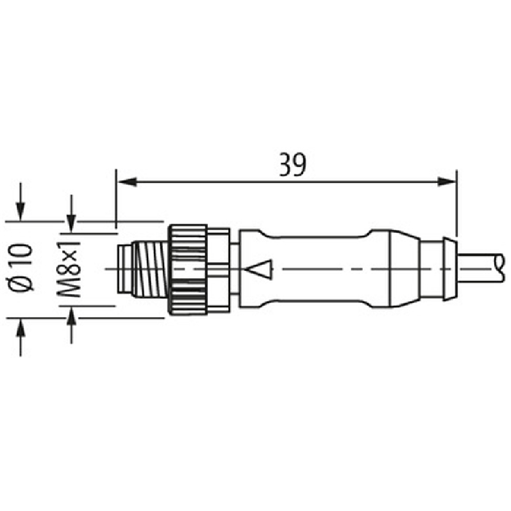 M08A Fem Droit 4p/M08A Mâle Droit 4p; PUR UL/CSA 4x0.25 Noir Cpc 1m-Lire la description