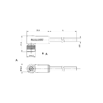 M12A Fem Coudé 8p; Câble PUR Blindé 8x0.25 Noir Cpc 30m (30V)-Lire la description