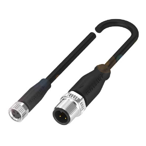 M08A Fem Droit 3p/M12A Mâle Droit 3p; Câble PUR 3x0.34 Noir Cpc 10m-Leggi tutto