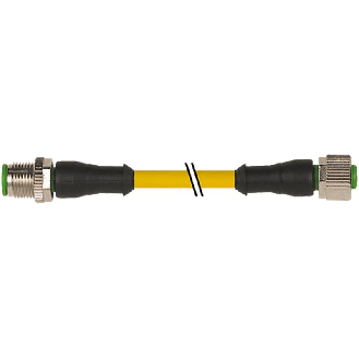 M12 Fem Droit 5p/M12 Mâle Droit 5p; PUR 5x0,34 Jaune 1m-Lire la description