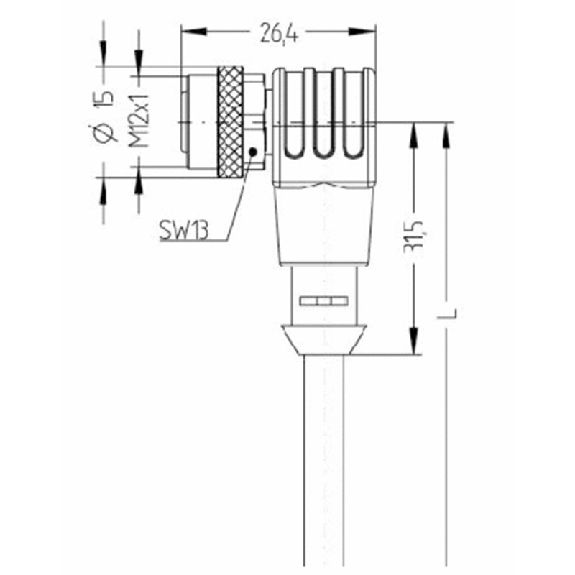 M12 Fem Coudé 8p; Câble PVC 8x0.25 Noir 5m-Lire la description