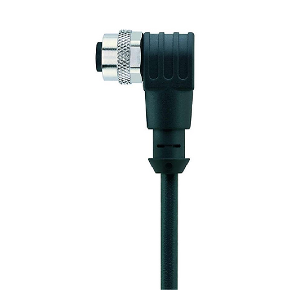 M12 Fem Coudé 8p; Câble PVC 8x0.25 Noir 5m-Lire la description