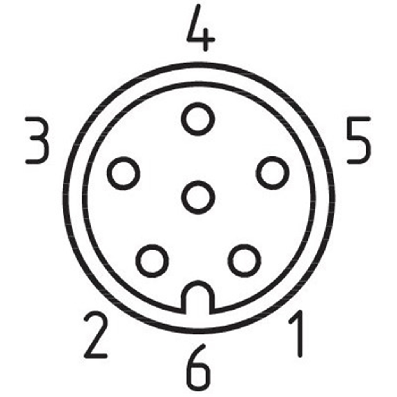 M08A Fem Coudé 6p; Câble PVC 6x0.14 Gris 5m-Lire la description
