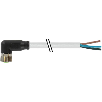 M08A Fem Coudé 3p; Câble PVC 3x0.25 Gris 1.5m-Lire la description