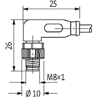 M08A Mâle Coudé 4p; Câble PVC UL/CSA 4x0.25 Noir 10m-Lire la description