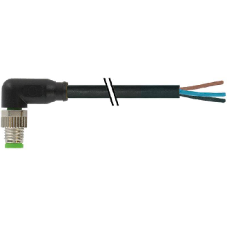 M08A Mâle Coudé 4p; Câble PVC UL/CSA 4x0.25 Noir 10m-Lire la description