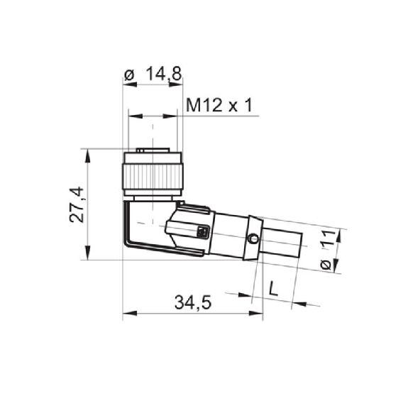 M12A Fem Coudé 3p; Câble PUR 3x0.34 Noir 5m M12A Fem Coudé 3p; Câble PUR 3x0.34 Noir 5m-Lire la description