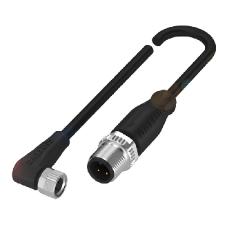 M08A Fem Coudé 3p/M12A Mâle Droit 3p; Câble PUR 3x0.34 Noir Cpc 5m-Lire la description