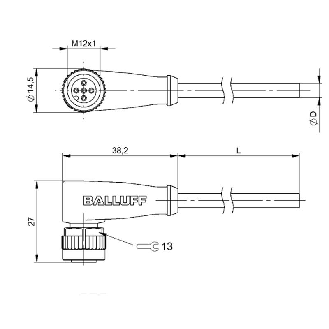M12A Fem Coudé 5p; Câble PVC Blindé 5x0.34 Noir 10m (60V)-Lire la description
