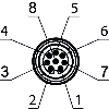 M12 Fem Droit 8p; Câble PVC 8x0.25 30m