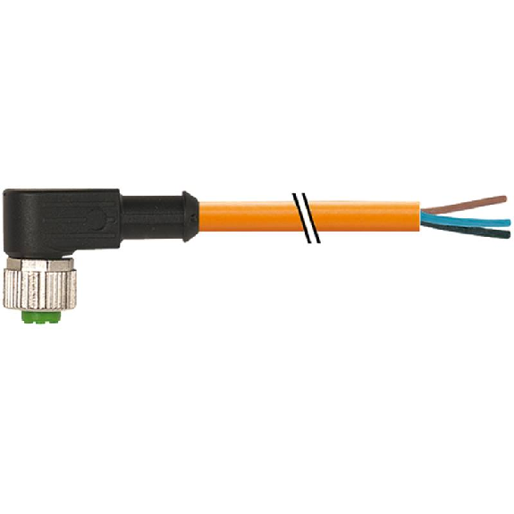 M12A Fem Coudé 4p; Câble PUR (UL/CSA) 4x0.34 Orange Robot Schleppk 5m-Lire la description