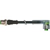 M12 Fem Coudé LED/M12 Mâle Droit; PUR 3x0,34 Noir Cpc 0,5m
