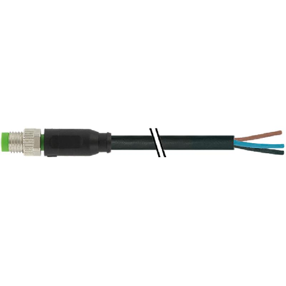 M08A Mâle Droit 3p; Câble PUR/PVC Noir Cpc 0.7m-Leggi tutto
