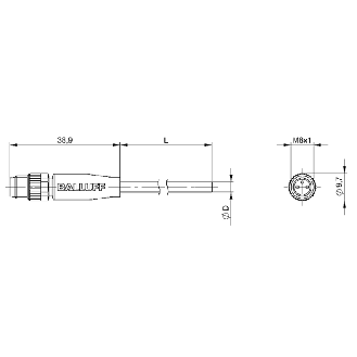 M08A Mâle Droit 3p; Câble PVC 3x0.34 Gris Cpc 5m (60V)-Lire la description