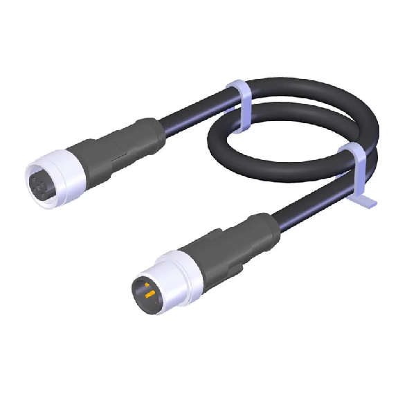 M12 Fem 5p/M12 Mâle 5p; Câble PVC 5x0.34 Noir 20 m-Lire la description