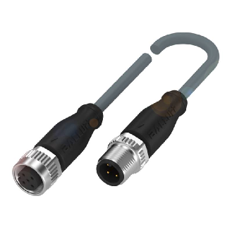 M12A Fem Droit 5p/M12A Mâle Droit 4p; Câble PVC 4x0.34 Gris Cpc 0.3m-Lire la description